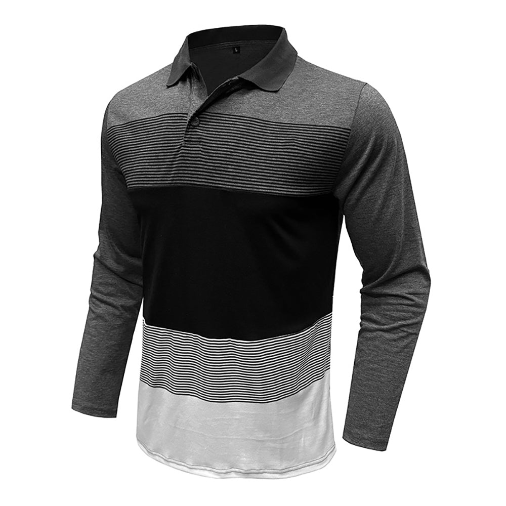 Men Striped Polo Collar T-shirt