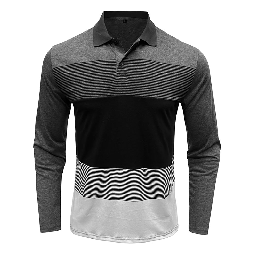 Men Striped Polo Collar T-shirt