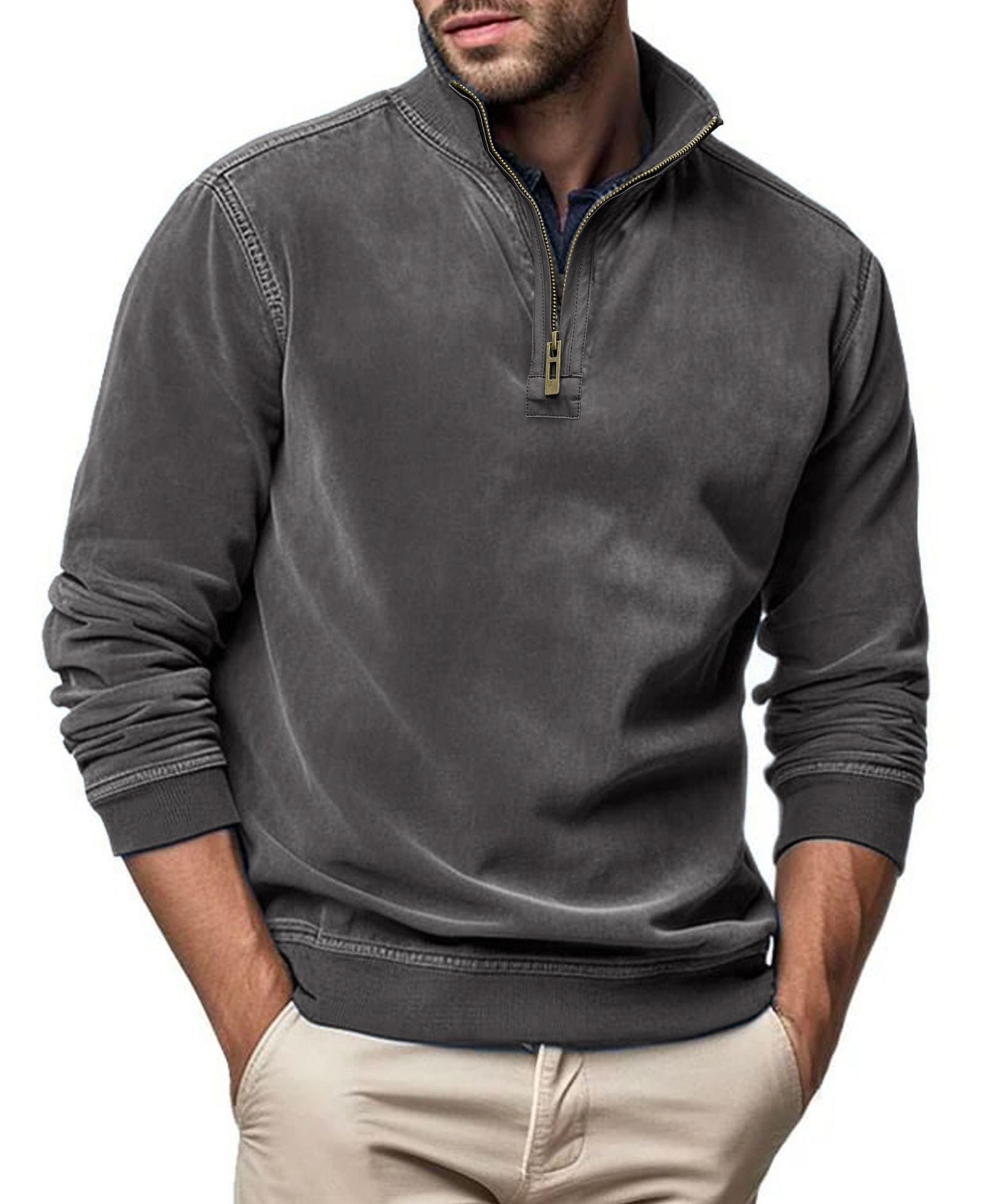 Men Solid High Neck T-shirt