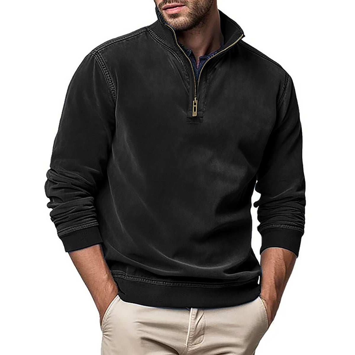 Men Solid High Neck T-shirt