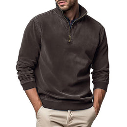 Men Solid Mock Collar Sweatshirt