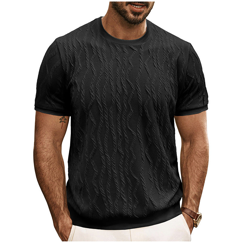 Self Design Round Neck Raw Edge T-shirt