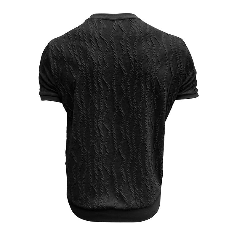 Self Design Round Neck Raw Edge T-shirt