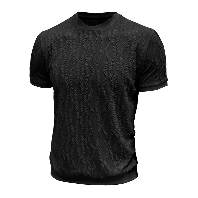 Self Design Round Neck Raw Edge T-shirt