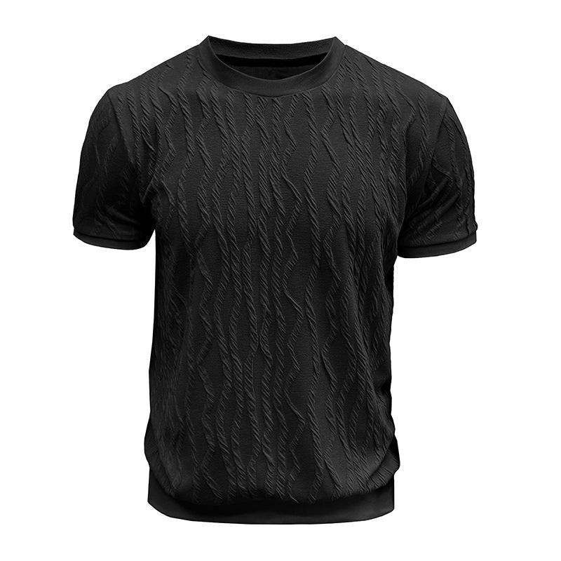 Self Design Round Neck Raw Edge T-shirt