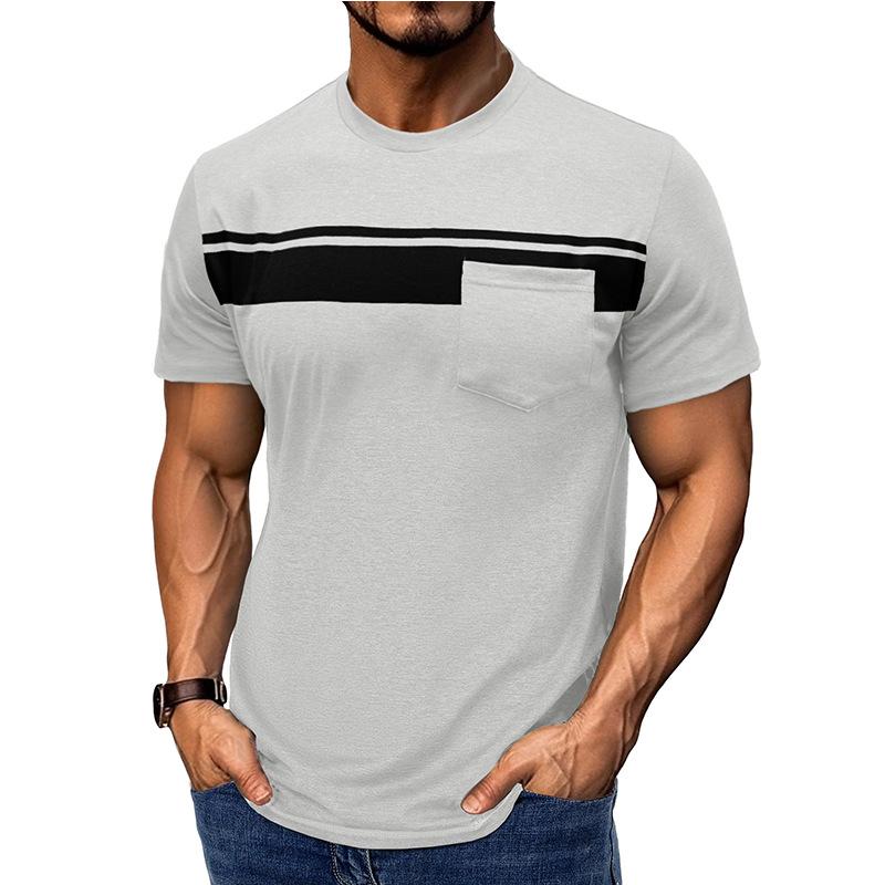 Men Striped Raw Edge T-shirt