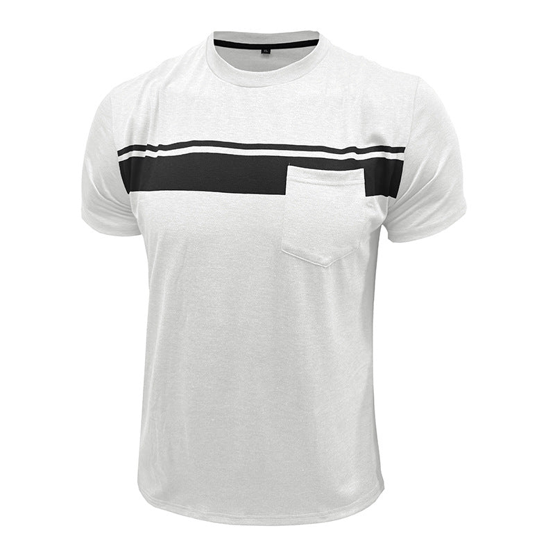 Men Striped Raw Edge T-shirt