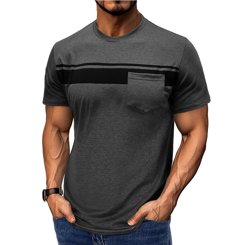 Men Striped Raw Edge T-shirt