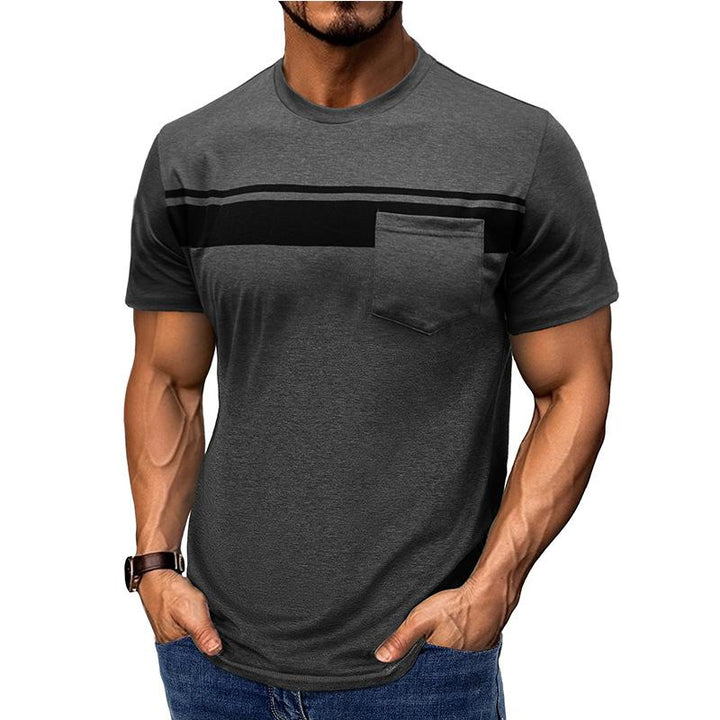 Men Striped Raw Edge T-shirt