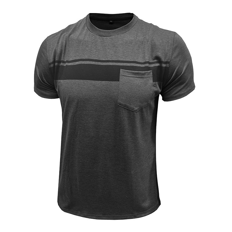 Men Striped Raw Edge T-shirt