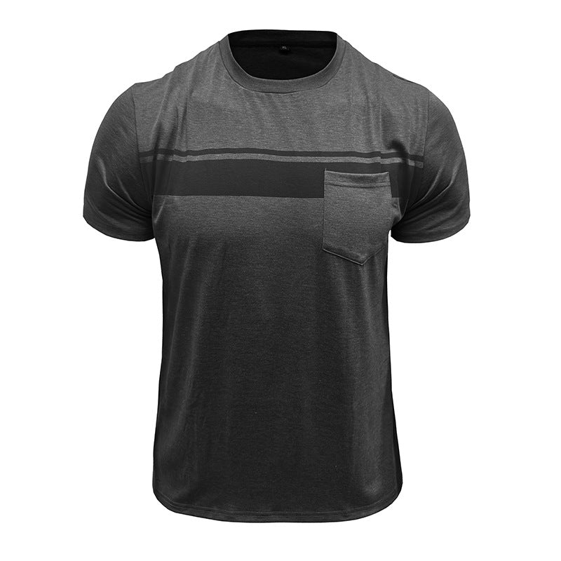 Men Striped Raw Edge T-shirt