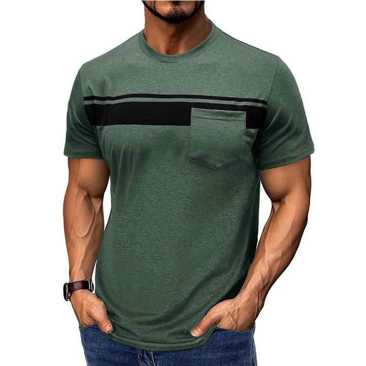 Striped Round Neck Raw Edge T-shirt