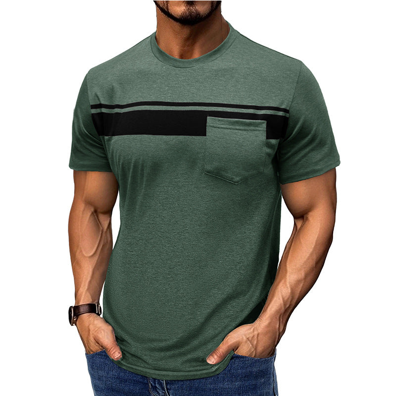 Striped Round Neck Raw Edge T-shirt