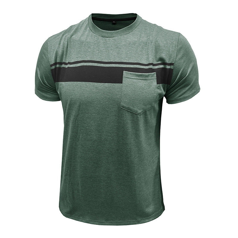 Striped Round Neck Raw Edge T-shirt