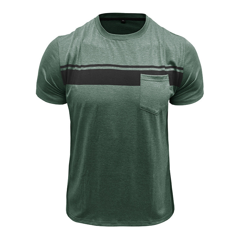 Striped Round Neck Raw Edge T-shirt