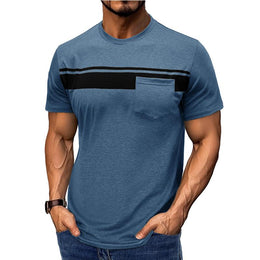 Men Striped Raw Edge T-shirt