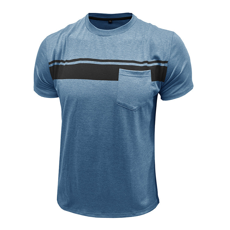 Men Striped Raw Edge T-shirt