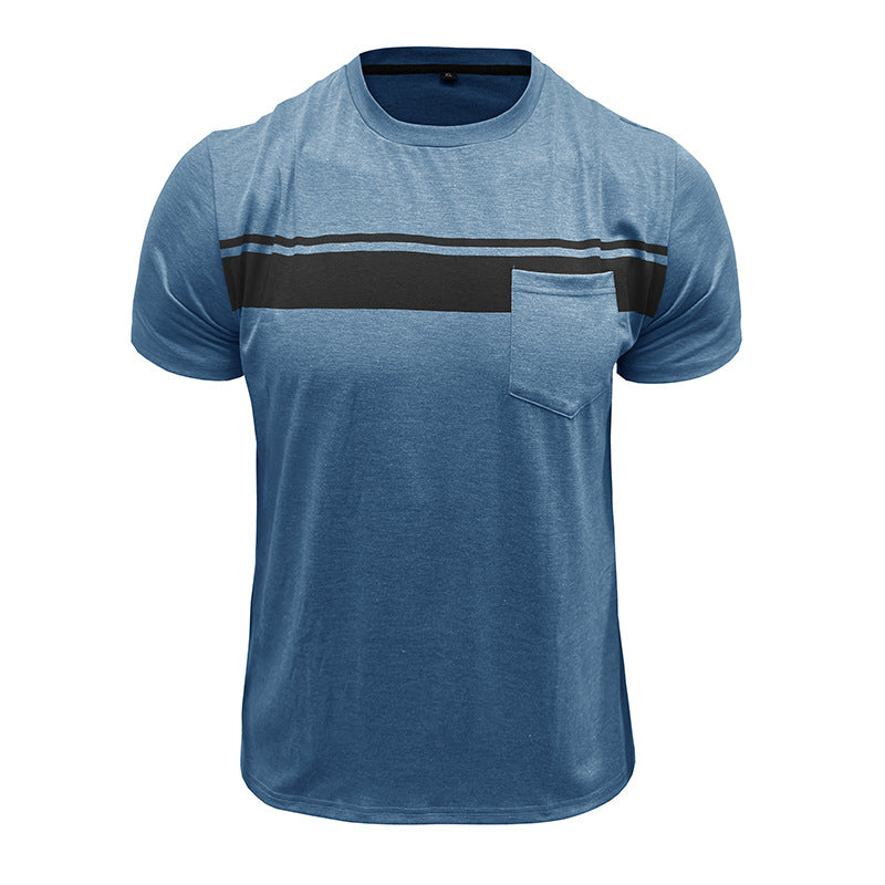 Men Striped Raw Edge T-shirt