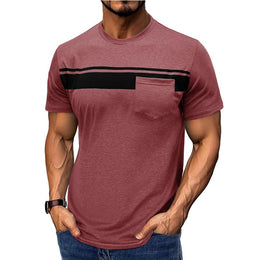 Men Striped Raw Edge T-shirt