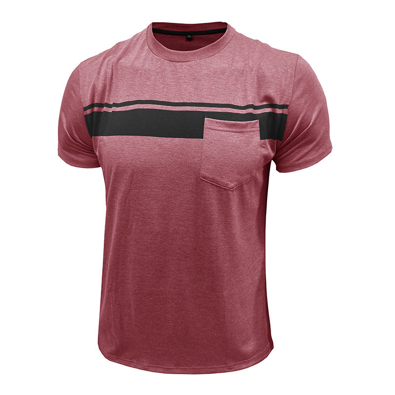 Men Striped Raw Edge T-shirt