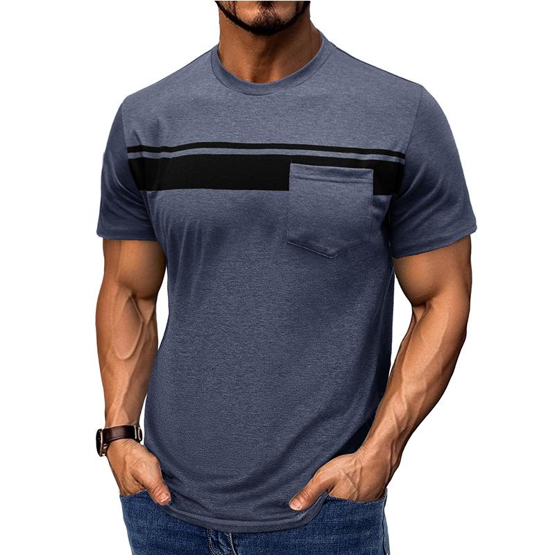 Men Striped Raw Edge T-shirt