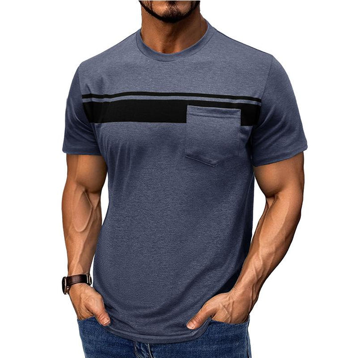 Men Striped Raw Edge T-shirt