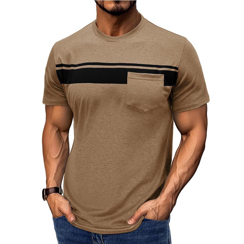 Men Striped Raw Edge T-shirt
