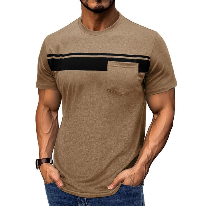Men Striped Raw Edge T-shirt