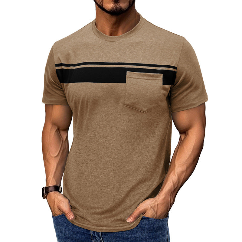 Men Striped Raw Edge T-shirt