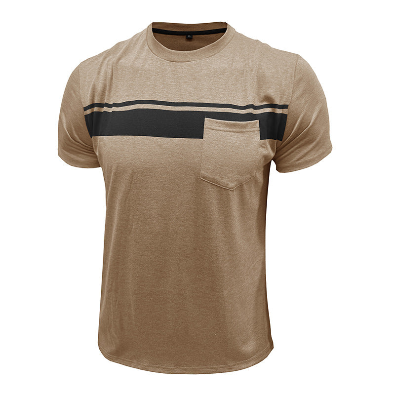 Men Striped Raw Edge T-shirt