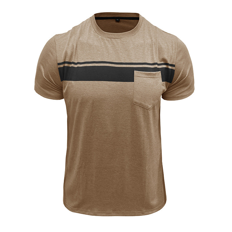 Men Striped Raw Edge T-shirt