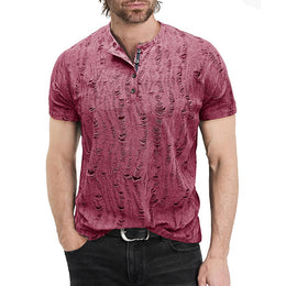 Men Self Design Henley Neck  T-shirt