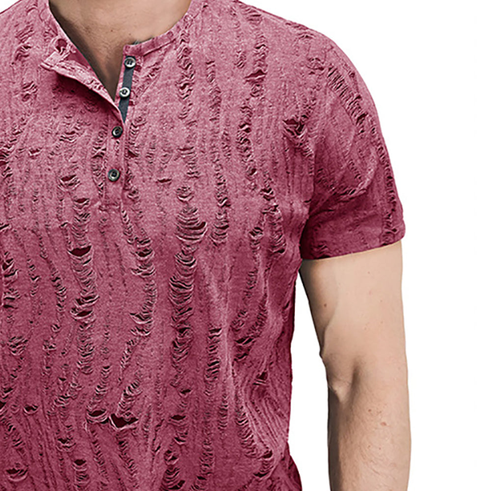 Men Self Design Henley Neck  T-shirt