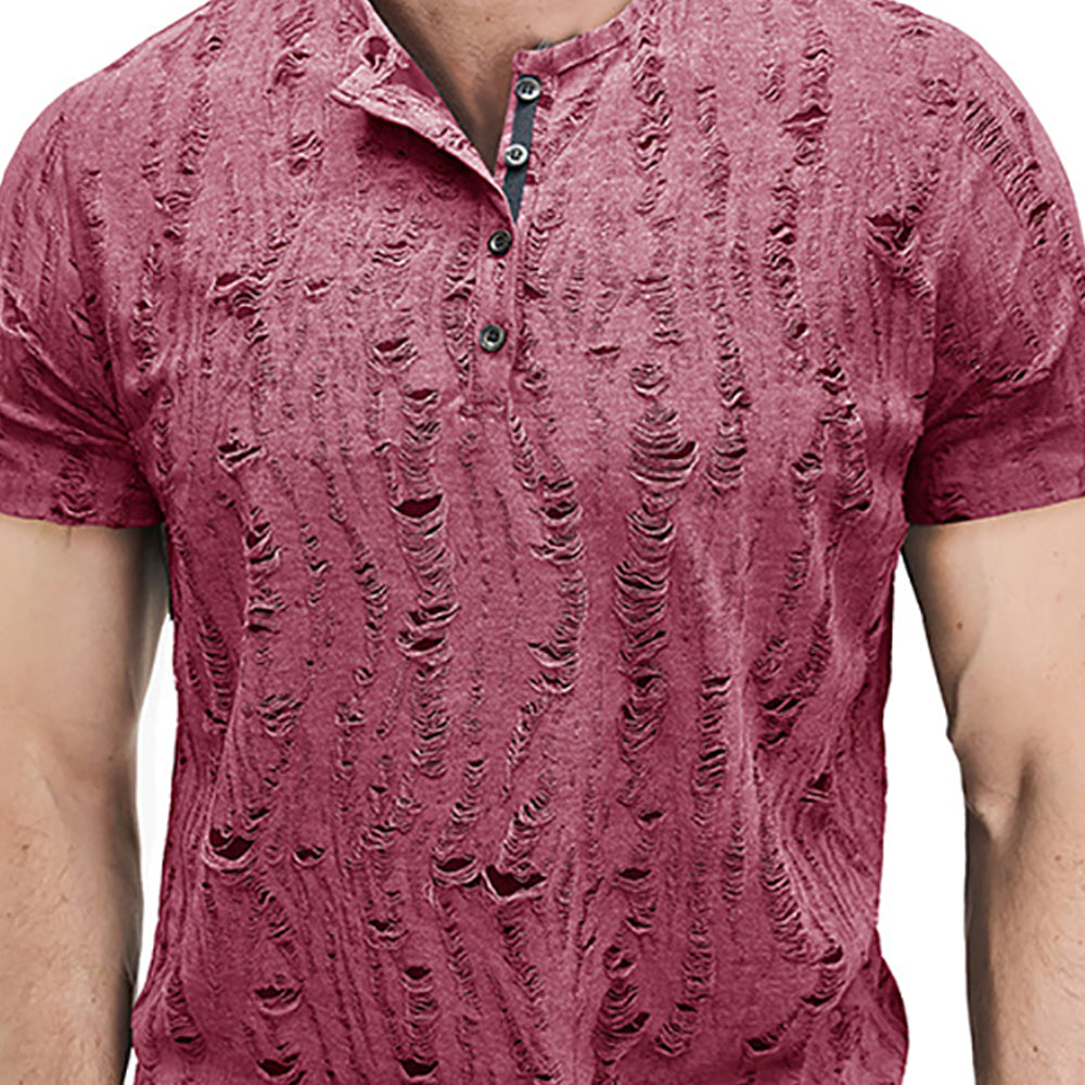 Men Self Design Henley Neck  T-shirt