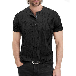 Men Self Design Henley Neck  T-shirt
