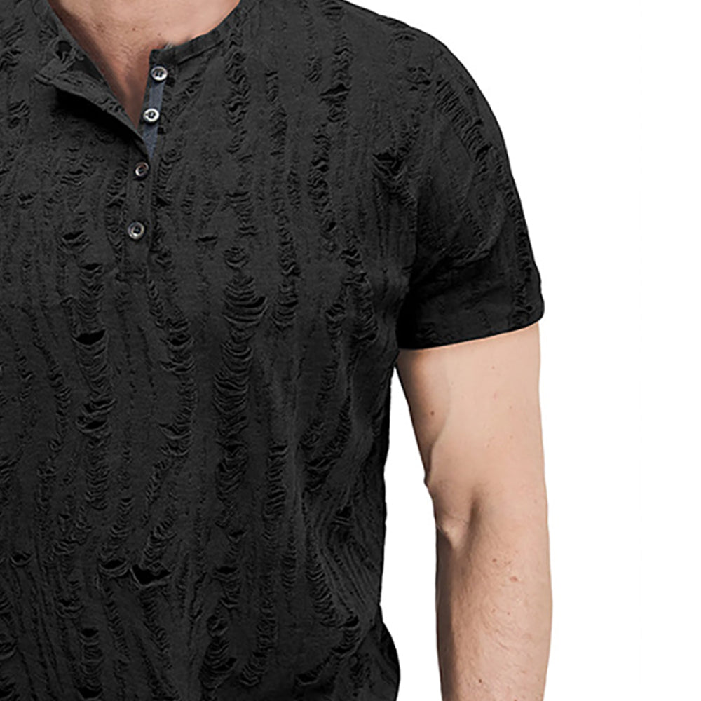 Men Self Design Henley Neck  T-shirt