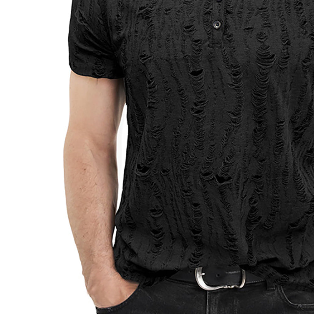 Men Self Design Henley Neck  T-shirt