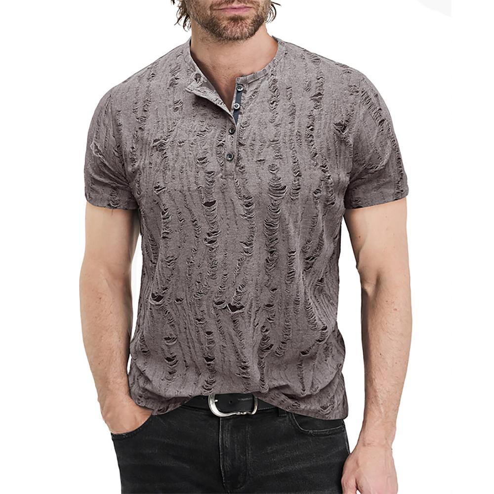 Men Self Design Henley Neck  T-shirt