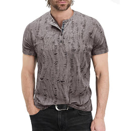 Men Self Design Henley Neck  T-shirt