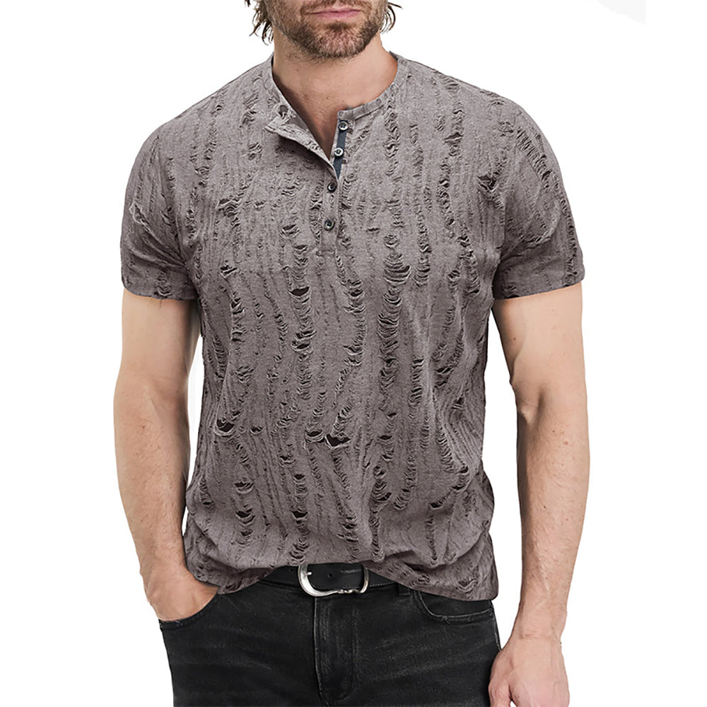 Men Self Design Henley Neck  T-shirt