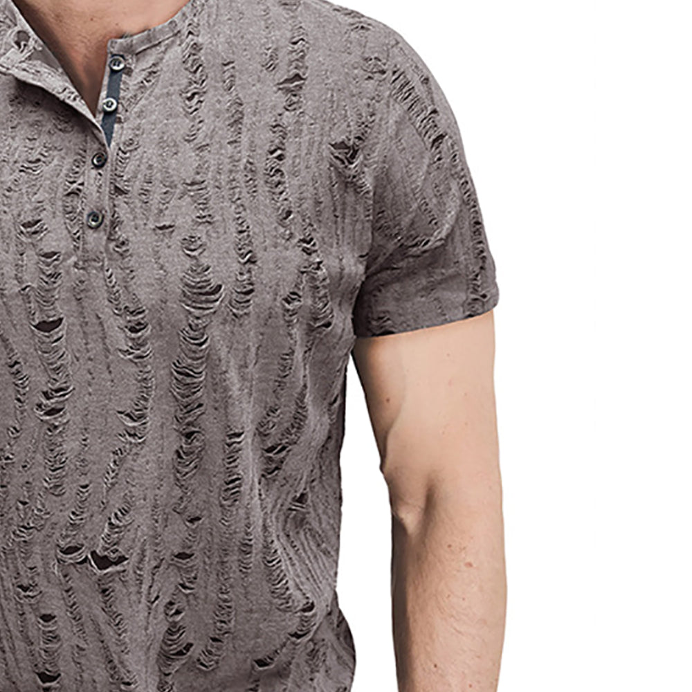 Men Self Design Henley Neck  T-shirt