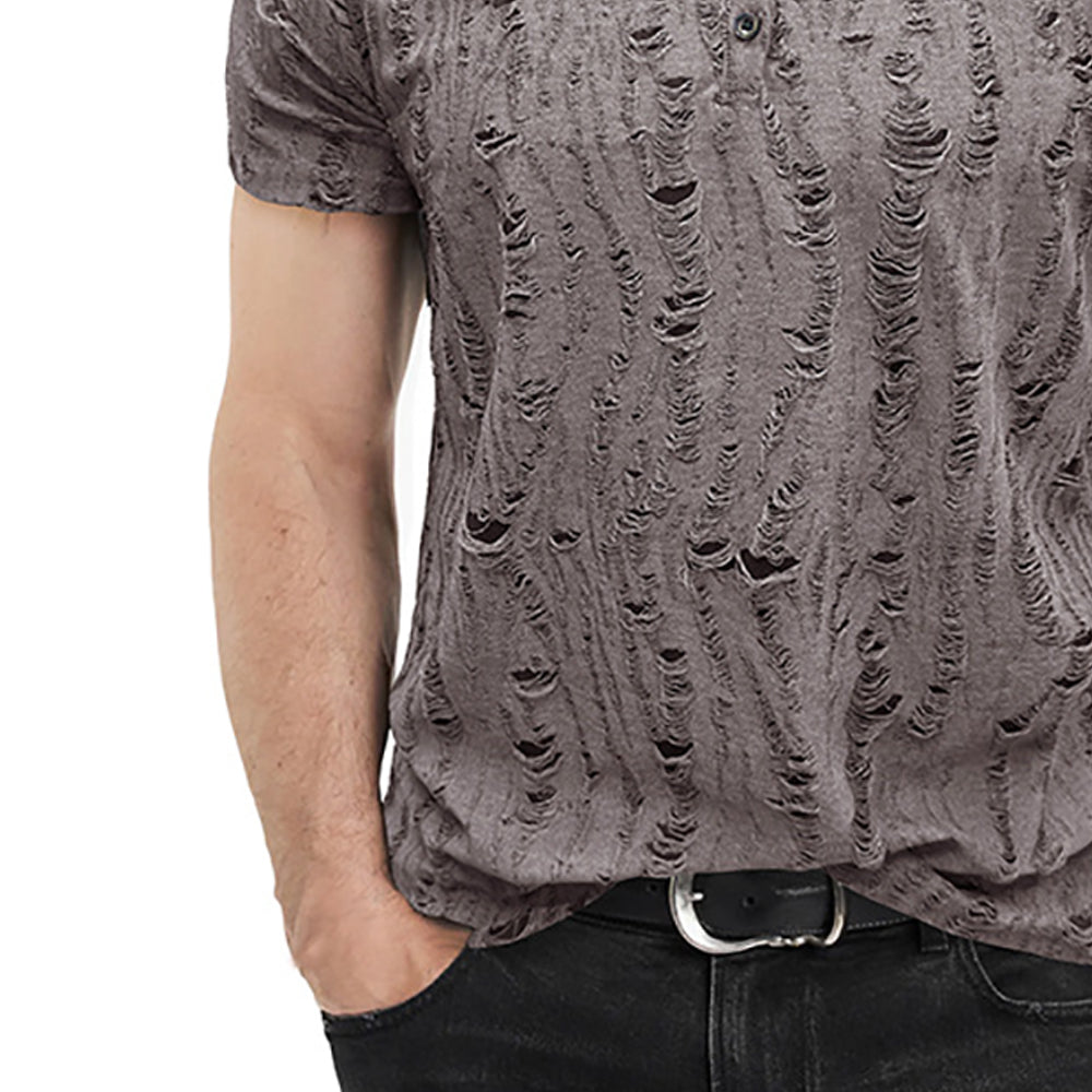 Men Self Design Henley Neck  T-shirt