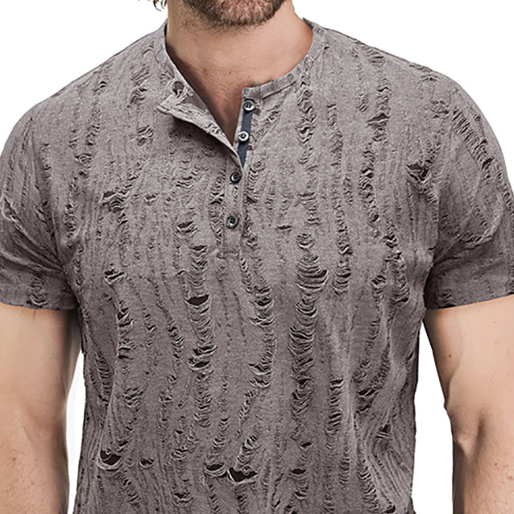 Men Self Design Henley Neck  T-shirt
