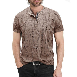 Men Self Design Henley Neck  T-shirt