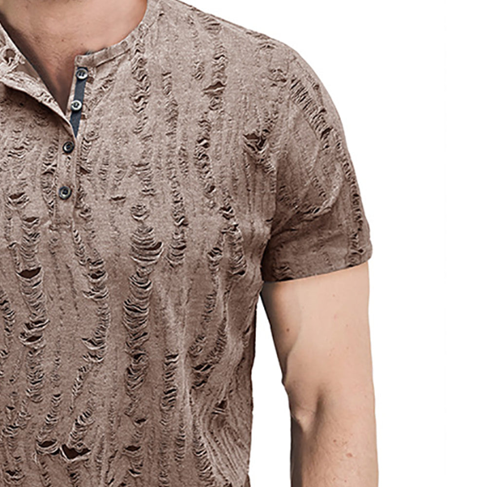 Men Self Design Henley Neck  T-shirt