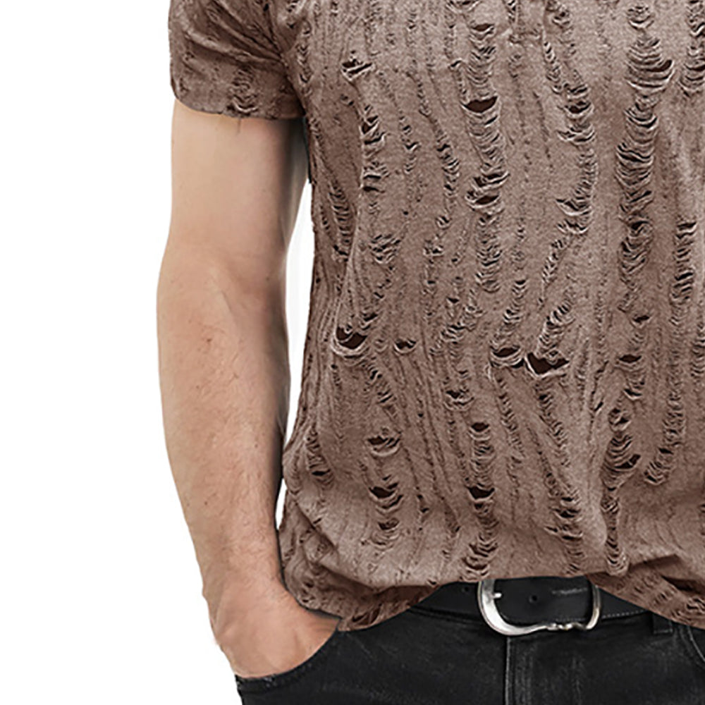Men Self Design Henley Neck  T-shirt