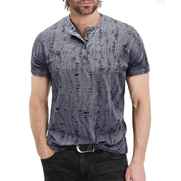 Men Self Design Henley Neck  T-shirt