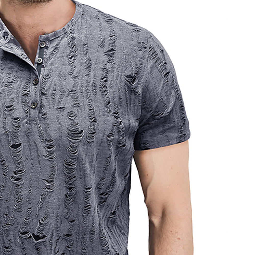 Men Self Design Henley Neck  T-shirt