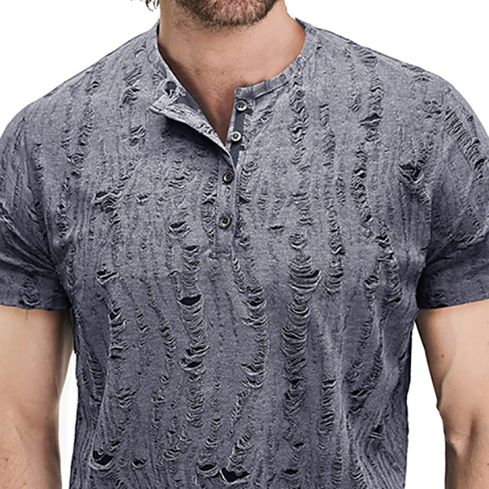 Men Self Design Henley Neck  T-shirt