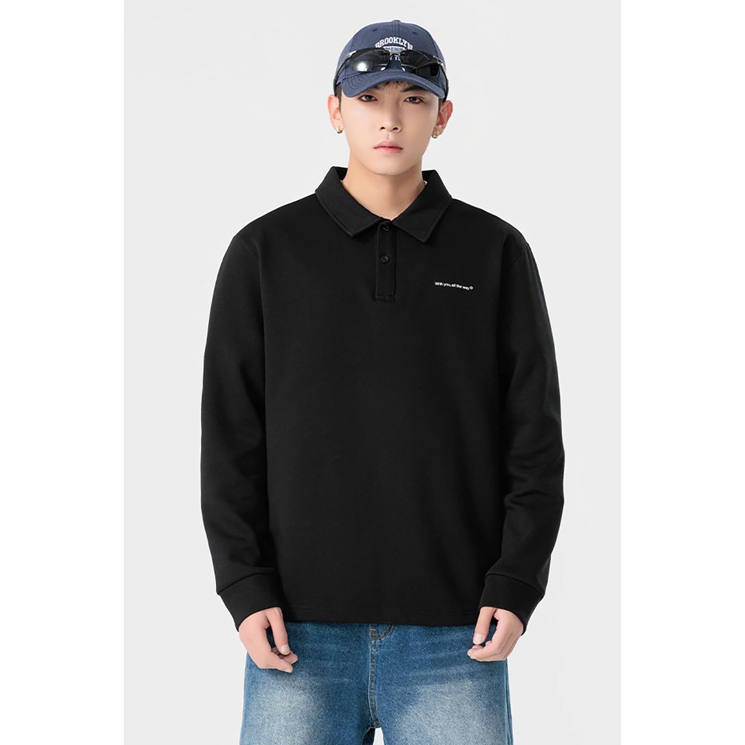 Men Solid Polo Collar Cotton T-shirt